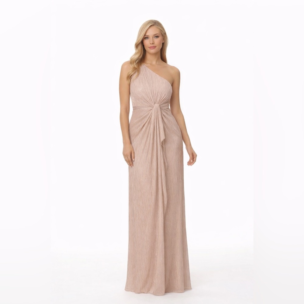 Adrianna Papell NWT Blush Champagne One Shoulder Evening Gown Size 2